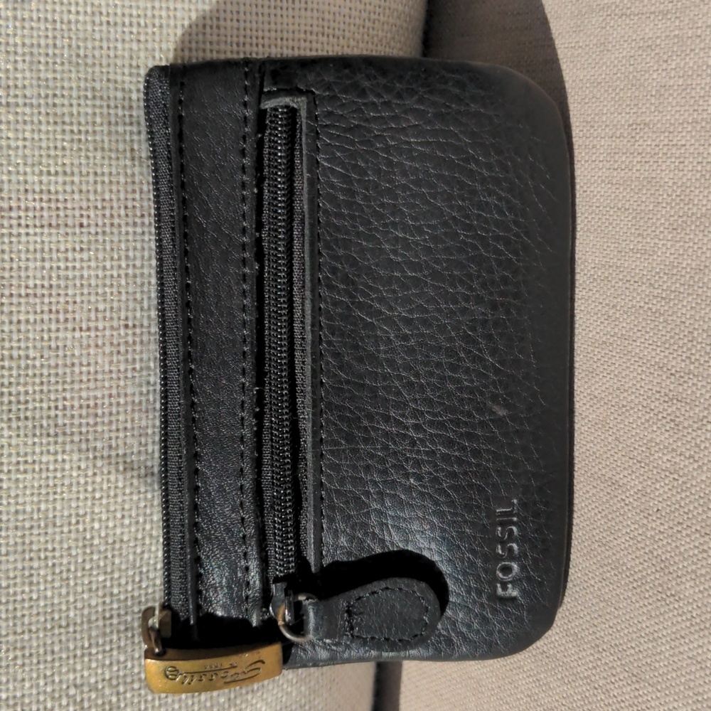 Fossil Black Leather Coin Case Pouch